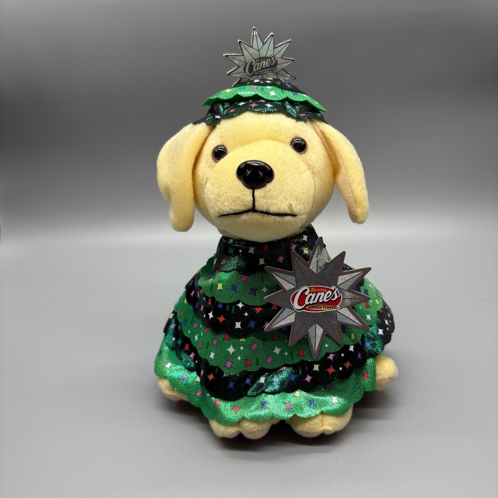 Raising Canes Rockefeller Tree Cane Limited Edition Plush Puppy Dog Toy NWT